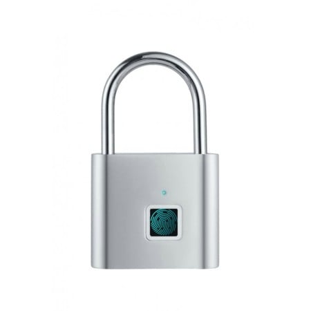 Lacat cu amprenta SmartUnlock, USB inclus, inregistreaza pana la 10 amprente, otel, argintiu, 4,6x7,6 cm, Doty®️ [8]
