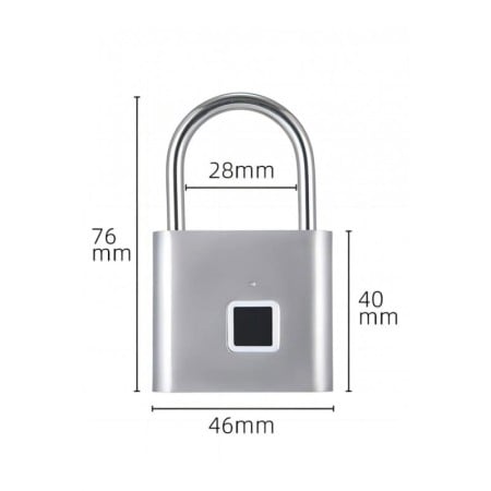 Lacat cu amprenta SmartUnlock, USB inclus, inregistreaza pana la 10 amprente, otel, argintiu, 4,6x7,6 cm, Doty®️ [1]