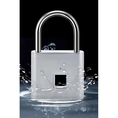 SMARTHOME - Lacat cu amprenta SmartUnlock, USB inclus, inregistreaza pana la 10 amprente, otel, argintiu, 4,6x7,6 cm, Doty®️