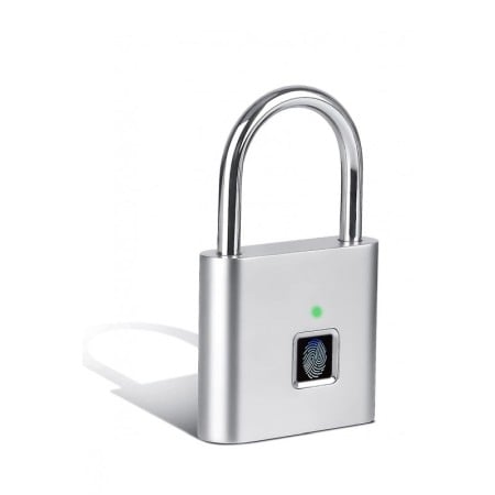 Lacat cu amprenta SmartUnlock, USB inclus, inregistreaza pana la 10 amprente, otel, argintiu, 4,6x7,6 cm, Doty®️ [4]