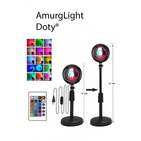 Lampa AmurgLight, cu telecomanda, lumina ambiental, atmosfera calma si placuta, rotatie 360 grade, USB inclus, negru [2]