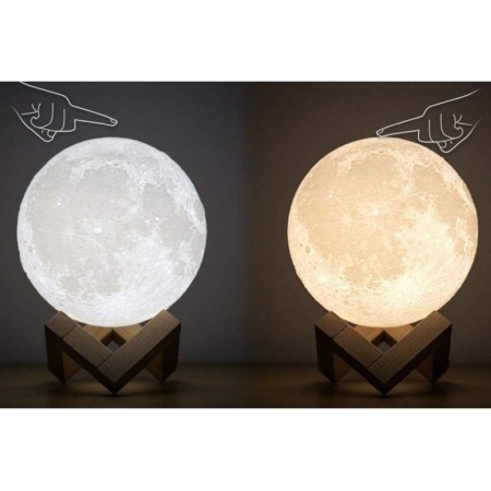 Lampa de veghe 3D FullMoon, forma de luna, stativ lemn inclus, se pot schimba culorile prin atingere,incarcare usb, alb,doty [5]