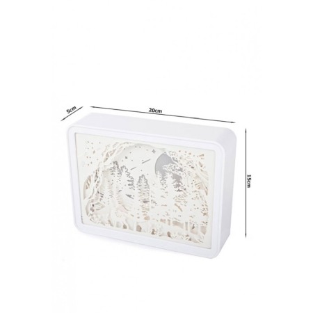 Lampa de Veghe MagicForest Doty®, alimentare USB sau baterii, lumina calda, peisaj padure, 20 x 15 cm, alb/bej [3]