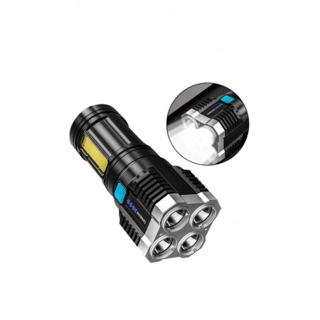 Lanterna LED AllFlash, reincarcabila, USB inclus, 4 moduri de lumina, 15x7 cm, negru, Doty®️ [1]