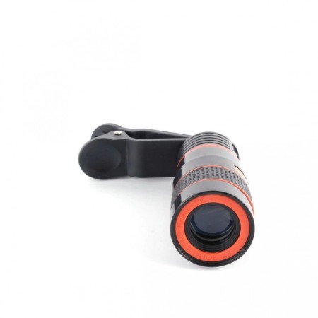 Lentila optica Top Zoom Lens, pentru telefon,tip telescop,marire 8X, clips de prindere, laveta inclusa, negru [3]