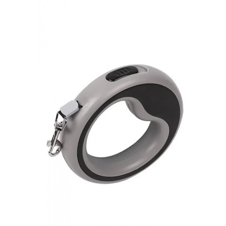 Lese și zgărzi pentru câini - Lesa retractabila CircleLeash Doty®, pentru caini de talie mica/medie, design ergonomic, 2, 5 m, negru/gri