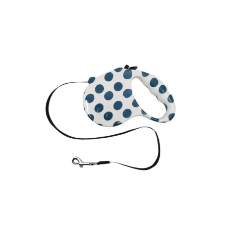Lese și zgărzi pentru câini - Lesa retractabila PlushLeash Doty®, 5m, design creativ, pentru animalele de companie de talie medie, alb/albastru