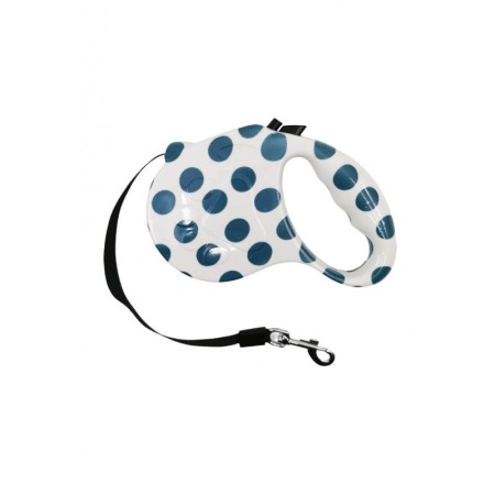 Lesa retractabila PlushLeash Doty®, 5m, design creativ, pentru animalele de companie de talie medie, alb/albastru [1]