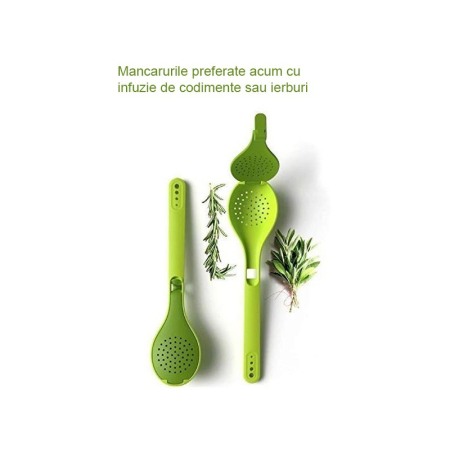 USTENSILE & ARTICOLE BUCATARIE - Lingura InfusionSpices, infuzeaza mirodeniile, rezistenta la temperaturi ridicate, verde, Doty®️