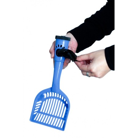 Animale De Companie - Lopatica pentru animale 2 in 1, cu suport pentru saculeti,  rola de 15 bucati inclusa,albastru,doty
