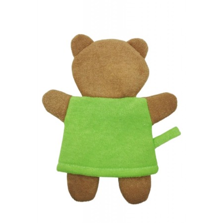 Manusa de baie BearBath, forma urs, cu agatatoare, efect exfoliant, 24x19 cm, maro/verde, Doty®️ [1]