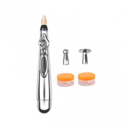 Acasa - Mini aparat pentru masaj Relax Pen, imita acupunctura, cu impulsuri magnetice,9 trepte de intensitate, argintiu,18 cm