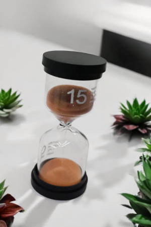 Acasa - Mini clepsidra decorativa cu nisip TimesSand Doty®, durata 15 min, 10x4.5 cm, design minimalist, portocaliu