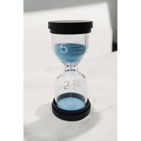 Mini clepsidra decorativa cu nisip TimesSand Doty®, durata 5 min, 10x4.5 cm, design minimalist, albastru [4]