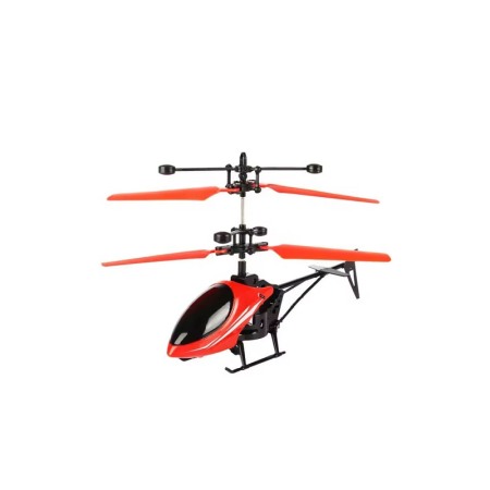 Jucarii de exterior - Mini elicopter de jucarie pentru copii HeliCaptain Doty®, telecomanda, semnal inductie, lumini LED, rosu / negru