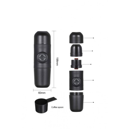 Mini espressor manual Coffee&Go, portabil, pentru cafea macinata, 70 ml, 17x7x6 cm, negru, Doty®️ [5]
