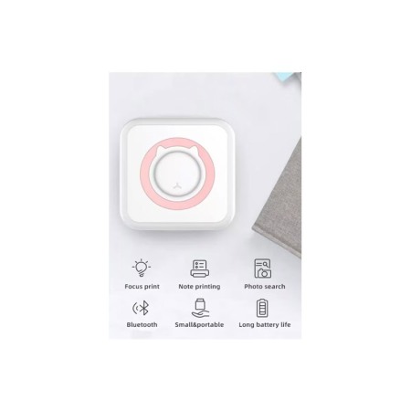 Mini imprimanta JustPrint, portabila, termica, conectare prin bluetooth, alb/roz, Doty® [9]