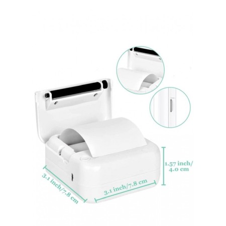 Mini imprimanta JustPrint, portabila, termica, conectare prin bluetooth, alb/verde, Doty® [1]