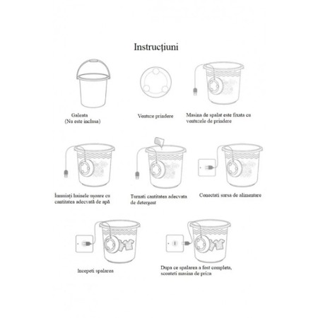 Mini masina de spalat SmartWashing Machine, pentru haine sau vesela, conectare USB, 9x5 cm, alb, Doty®️ [8]