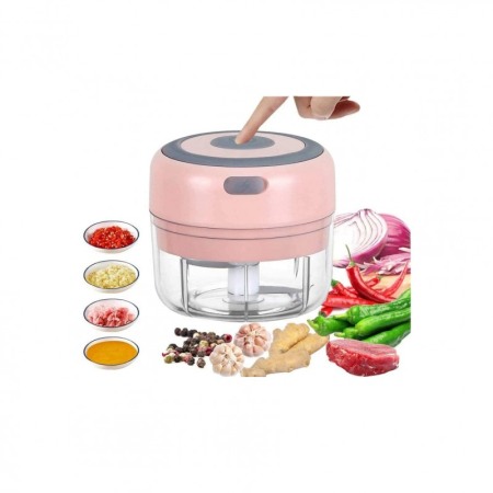 USTENSILE & ARTICOLE BUCATARIE - Mini tocator electric MiniChop, design elegant, 90x90x100 mm, reincarcabil, USB inclus, 2 lame,roz pudra