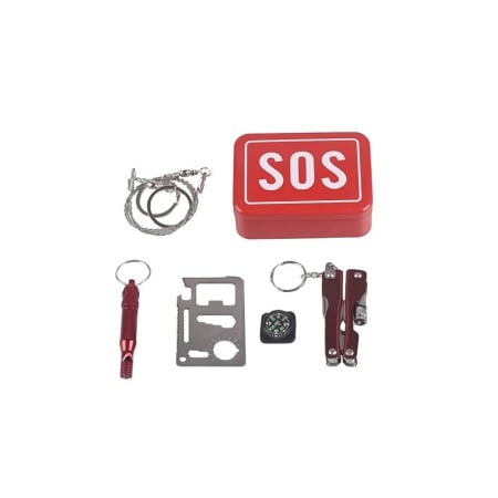 Mini Trusa de supravietuire AllertKit Doty®, cu briceag, fierastrau manual, busola, card si fluier, camping/drumetii [3]