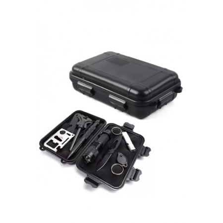 Mini Trusa de supravietuire Caution AllertKit Doty®, 10 piese incluse, pentru camping, drumetii sau aventuri in aer liber, negru [11]