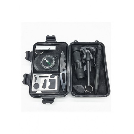 Mini Trusa de supravietuire Caution AllertKit Doty®, 10 piese incluse, pentru camping, drumetii sau aventuri in aer liber, negru [4]