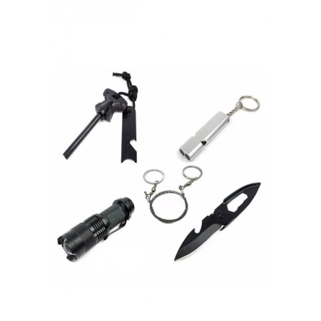 Mini Trusa de supravietuire Caution AllertKit Doty®, 10 piese incluse, pentru camping, drumetii sau aventuri in aer liber, negru [1]