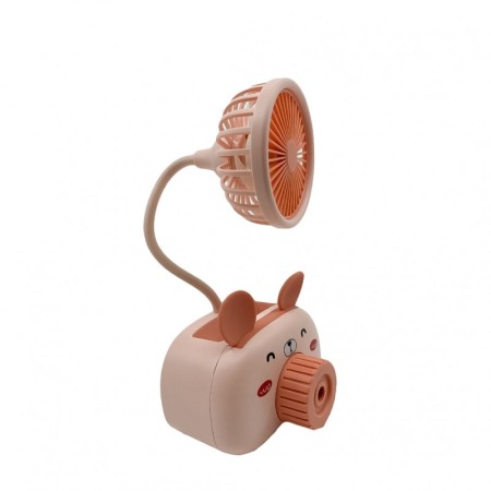 Mini ventilator de birou Mochi Fan, multifunctional,ascutitoare, suport pentru creioane, USB inclus, roz [2]