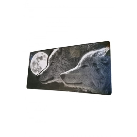 Pentru bebe si copii - Mousepad Boomer Doty®, supradimensionat, design cu lupi, 60x30 cm, din cauciuc, anti-alunecare, gri