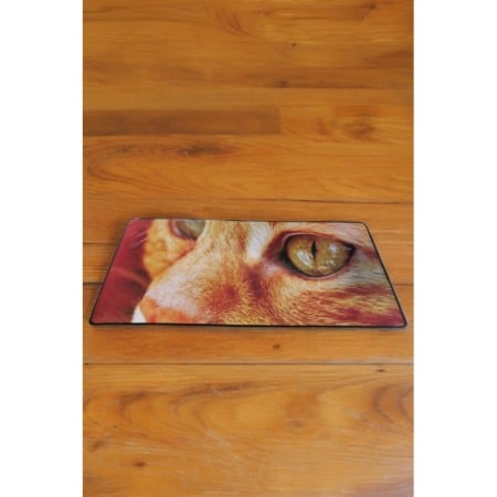 Mousepad Boomer Doty®, supradimensionat, design cu pisica, 60x30 cm, din cauciuc, anti-alunecare, portocaliu [1]