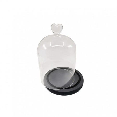 Obiect decorativ Heart Deco Glass, din sticla si lemn, 18x12 cm, transparent, Doty® [3]