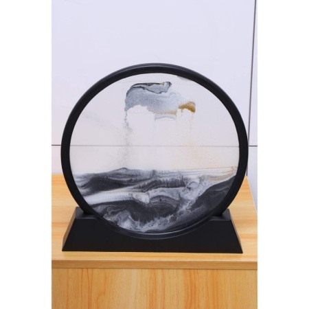 Obiect decorativ pentru birou GreyScene Sand, tip tablou cu nisip miscator, 3D, clepsidra, antistres, 25 cm, gri/negru [4]