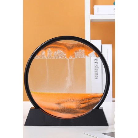 Obiect decorativ pentru birou OrangeScene Sand, tip tablou cu nisip miscator, 3D, clepsidra, antistres, 25 cm, portocaliu/negru [1]