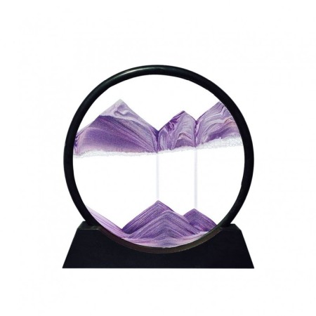 Obiect decorativ pentru birou Scene Sand, tip tablou cu nisip miscator, 3D, clepsidra, antistres, 17 cm, mov/negru [0]