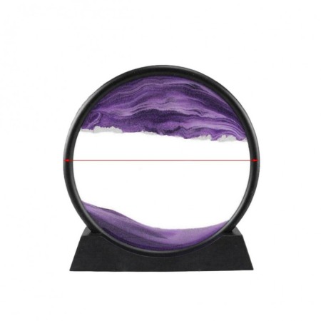 Obiect decorativ pentru birou Scene Sand, tip tablou cu nisip miscator, 3D, clepsidra, antistres, 17 cm, mov/negru [3]