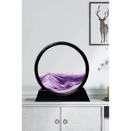 Obiect decorativ pentru birou Scene Sand, tip tablou cu nisip miscator, 3D, clepsidra, antistres, 17 cm, mov/negru [1]