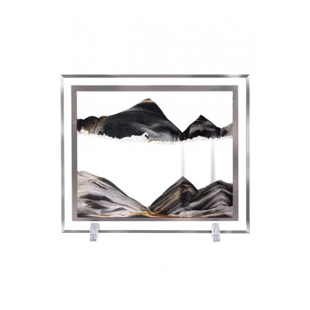 IDEEI DE CADOURI - Obiect decorativ pentru birou Scene Sand, tip tablou cu nisip miscator, 3D, forma dreptunghiulara, negru, 30x25 cm