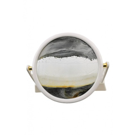 Obiect decorativ pentru birou ShowSand, tip tablou cu nisip miscator, 3D, antistres, alb/gri, 22.5x21.5 cm, Doty®️ [1]