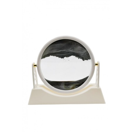 DECO - Obiect decorativ pentru birou ShowSand, tip tablou cu nisip miscator, 3D, antistres, alb/gri, 22.5x21.5 cm, Doty®️