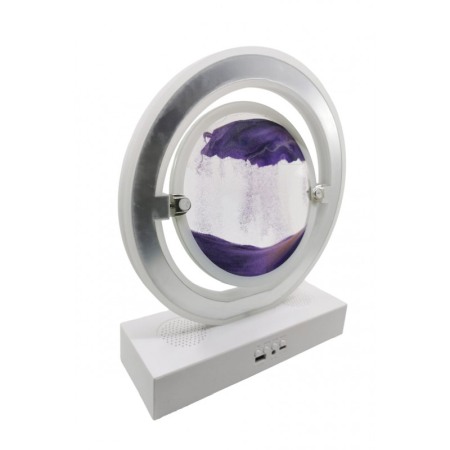 Obiect decorativ pentru birou SingSand Doty®, tip tablou cu nisip miscator, 3D, difuzor, bluetooth, lumini, alb/mov, 29x24 cm [4]