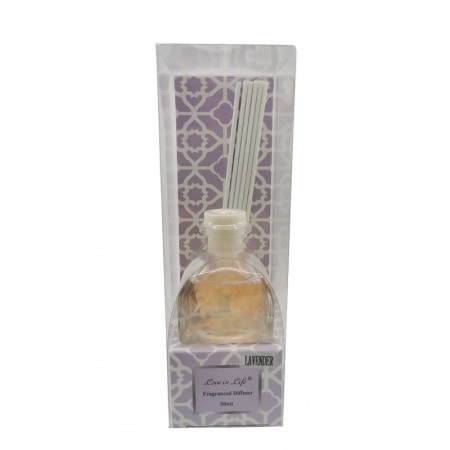 CURATENIE & INTRETINERE - Odorizant de camera Love is Life Mandala Scent, aroma lavanda, 50 ml, sticla transparenta, betisoare incluse, Doty®️