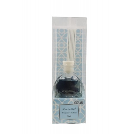 CURATENIE & INTRETINERE - Odorizant de camera Love is Life Mandala Scent, aroma ocean, 50 ml, sticla transparenta, betisoare incluse, Doty®️