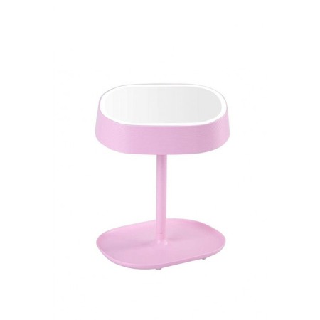 Oglinda cosmetica 2 in 1, oglinda si lampa, cu led si senzor tactil, portabila,pliabila, roz,doty [2]