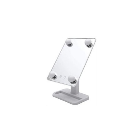 Oglinzi cosmetice - Oglinda cosmetica BeautyON Mirror,rotatie 360 , cu LED, USB inclus, 25x18 cm ,tavita inclusa,alb
