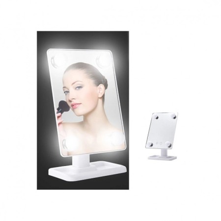 Oglinda cosmetica BeautyON Mirror,rotatie 360 , cu LED, USB inclus, 25x18 cm ,tavita inclusa,alb [3]