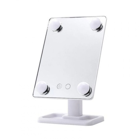 Oglinda cosmetica BeautyON Mirror,rotatie 360 , cu LED, USB inclus, 25x18 cm ,tavita inclusa,alb [3]