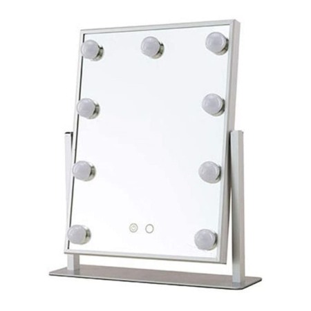 Oglinda Hollywood machiaj cu suport, luminata cu 9 LED-uri, modul 3 culori, intensificator lumina, 30 cm, Doty® [1]
