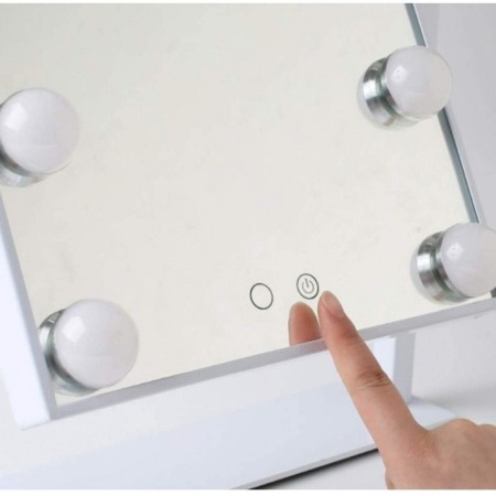 Oglinda Hollywood machiaj cu suport, luminata cu 9 LED-uri, modul 3 culori, intensificator lumina, 30 cm, Doty® [3]