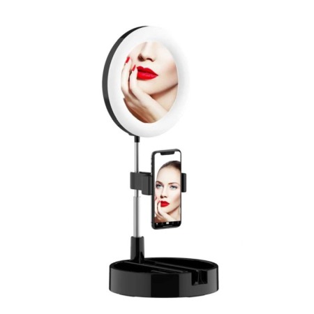Pentru ea - Oglinda rotunda LiveNow cu iluminare LED, pentru Live Streaming,brat telescopic,suport pentru telefon,3 moduri de lumina, 10 tre
